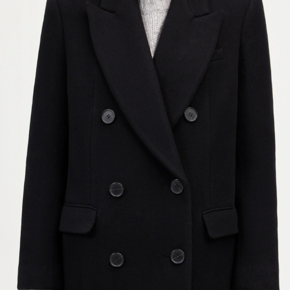 Oversized Madewell Elegant Black Double-Breasted Women's Coat - Picture 2 of 6